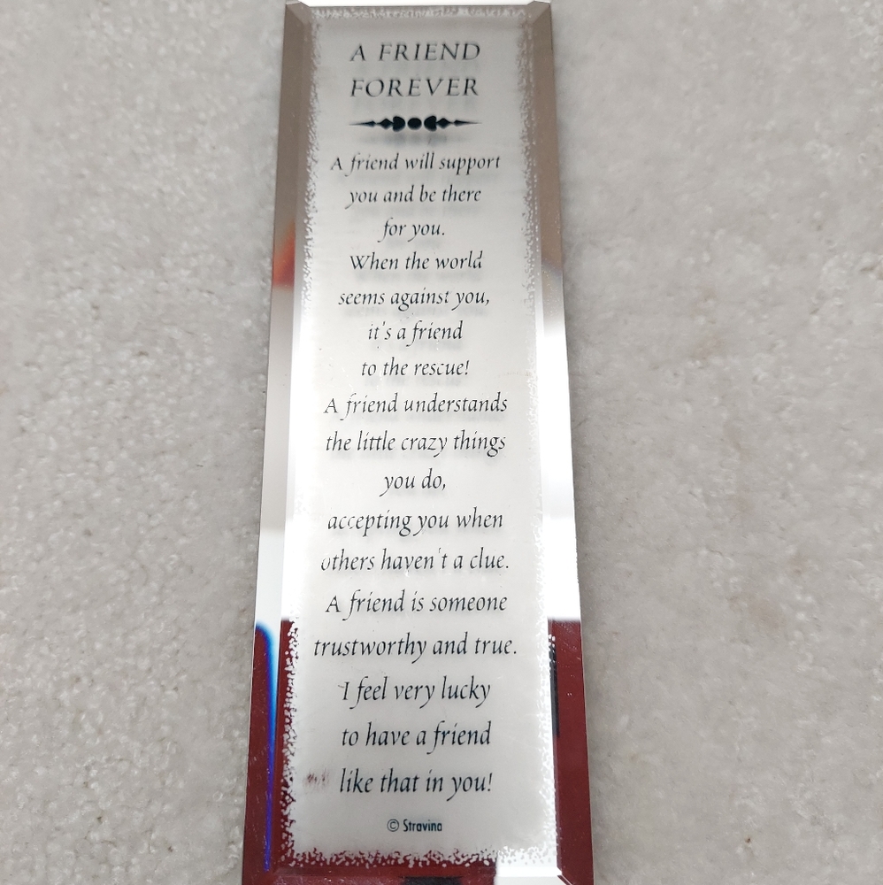 Mirrored glass best friend "bookmark" decorative piece.